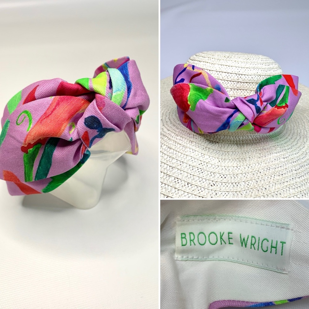 Brooke Wright knotted, multicolor fabric headband